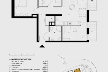 Rzut - Mieszkanie na sprzedaż 4 pokoje o powierzchni 80,34 m² - numer M22 w Skałka Residence
