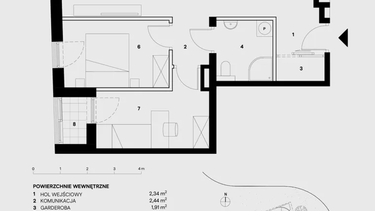Rzut - Mieszkanie na sprzedaż 3 pokoje o powierzchni 58,65 m² - numer M24 w Skałka Residence