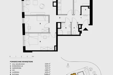 Rzut - Mieszkanie na sprzedaż 4 pokoje o powierzchni 99,18 m² - numer M29 w Skałka Residence