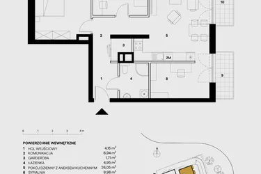Rzut - Mieszkanie na sprzedaż 4 pokoje o powierzchni 80,34 m² - numer M28 w Skałka Residence