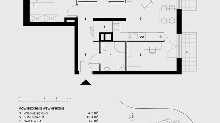Rzut - Mieszkanie na sprzedaż 4 pokoje o powierzchni 80,34 m² - numer M28 w Skałka Residence