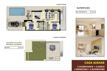Rzut - Dom na sprzedaż 2 pokoje o powierzchni 73,38 m² - numer 3 w Domy w Orihuela - 72500927