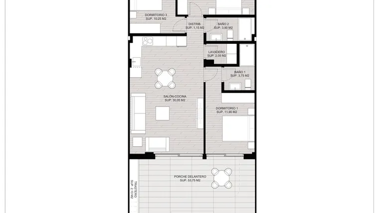Rzut - Dom na sprzedaż 3 pokoje o powierzchni 85,31 m² - numer 2 w Domy w San Pedro del Pinatar - 50613008