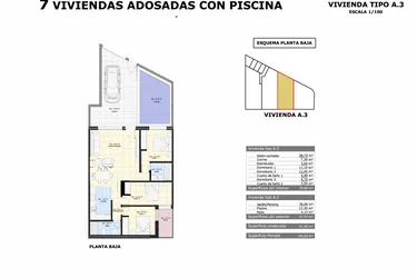 Rzut - Dom na sprzedaż 3 pokoje o powierzchni 91,3 m² - numer 3 w Domy w Pilar de la Horadada - 48809471