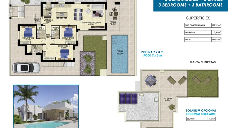 Rzut - Dom na sprzedaż 3 pokoje o powierzchni 136,68 m² - numer 16 w Dom w Polop - 26325402