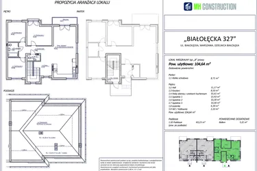 Rzut - Mieszkanie na sprzedaż 4 pokoje o powierzchni 104,64 m² - numer 5B w Białołęcka 327