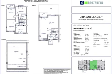 Rzut - Dom na sprzedaż 5 pokoi o powierzchni 123,02 m² - numer 1C w Białołęcka 327