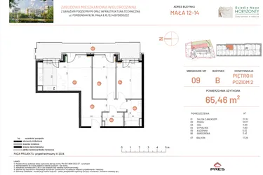 Rzut - Mieszkanie na sprzedaż 3 pokoje o powierzchni 65,46 m² - numer 12.9 w Osiedle Nowe Horyzonty etap III