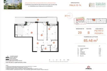Rzut - Mieszkanie na sprzedaż 3 pokoje o powierzchni 65,46 m² - numer 12.29 w Osiedle Nowe Horyzonty etap III