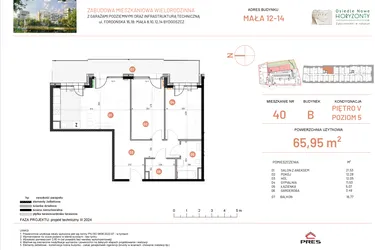 Rzut - Mieszkanie na sprzedaż 3 pokoje o powierzchni 65,95 m² - numer 12.40 w Osiedle Nowe Horyzonty etap III