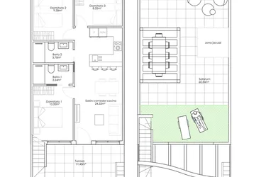 Rzut - Dom na sprzedaż 3 pokoje o powierzchni 67,5 m² - numer 1-10 w Domy w Pilar de la Horadada - 28050948