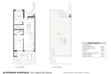 Rzut - Dom na sprzedaż 3 pokoje o powierzchni 70 m² - numer 8 w Domy w San Miguel de Salinas - 10851943