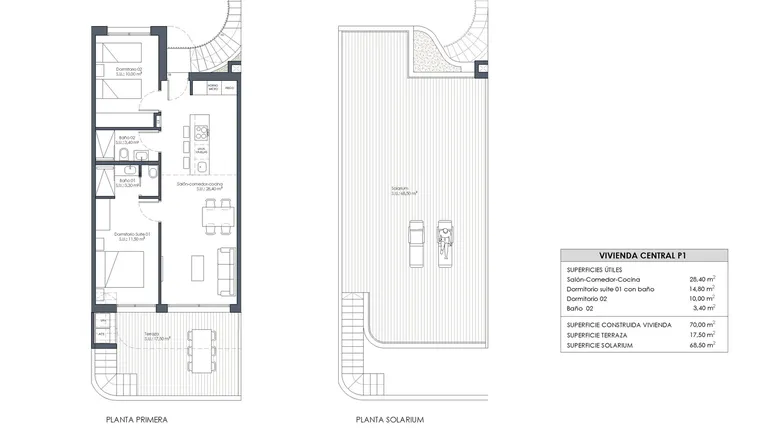 Rzut - Dom na sprzedaż 3 pokoje o powierzchni 70 m² - numer 8 w Domy w San Miguel de Salinas - 10851943