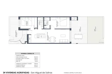 Rzut - Dom na sprzedaż 3 pokoje o powierzchni 70 m² - numer 7 w Domy w San Miguel de Salinas - 10851943