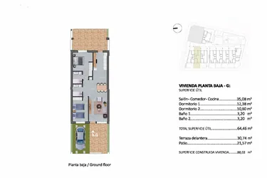Rzut - Dom na sprzedaż 2 pokoje o powierzchni 88,02 m² - numer 66 w Domy w Pilar de la Horadada - 16331918