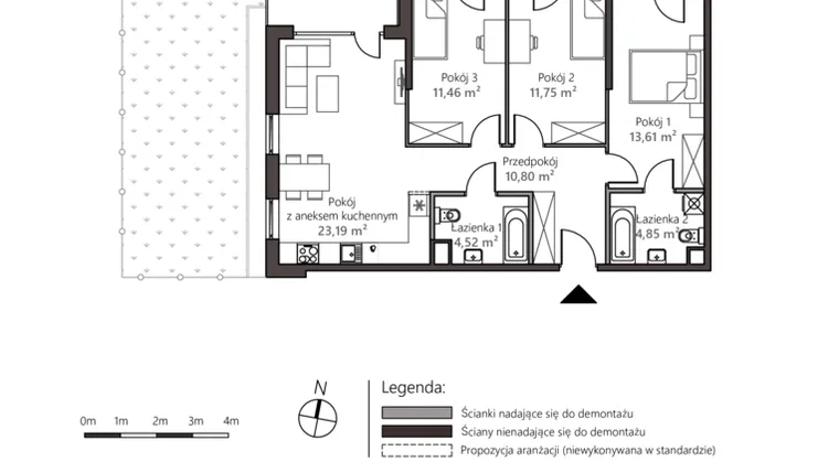 Rzut - Mieszkanie na sprzedaż 4 pokoje o powierzchni 80,18 m² - numer 5C/5 w Nowy Goszyn