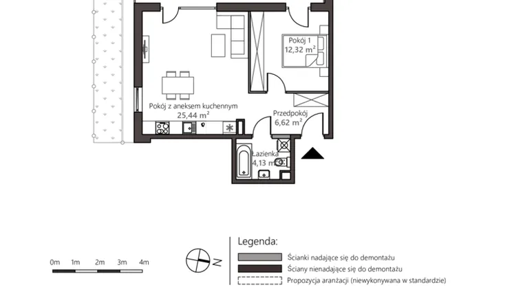 Rzut - Mieszkanie na sprzedaż 2 pokoje o powierzchni 48,51 m² - numer 5D/4 w Nowy Goszyn