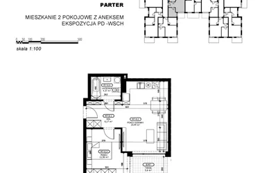Rzut - Mieszkanie na sprzedaż 2 pokoje o powierzchni 42,37 m² - numer C2-M7 w Stacja Łódź V – etap C2