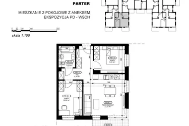 Rzut - Mieszkanie na sprzedaż 3 pokoje o powierzchni 53,58 m² - numer C2-M8 w Stacja Łódź V – etap C2