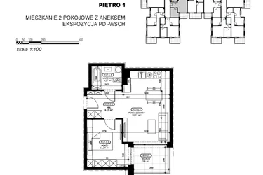 Rzut - Mieszkanie na sprzedaż 2 pokoje o powierzchni 42,18 m² - numer C2-M17 w Stacja Łódź V – etap C2
