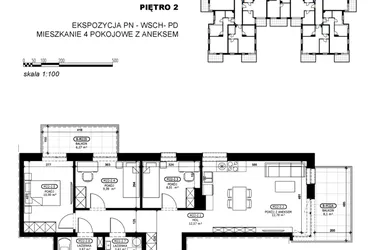 Rzut - Mieszkanie na sprzedaż 4 pokoje o powierzchni 70,93 m² - numer C2-M22 w Stacja Łódź V – etap C2