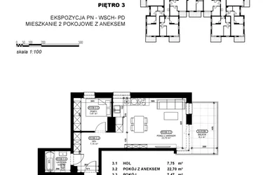 Rzut - Mieszkanie na sprzedaż 2 pokoje o powierzchni 41,33 m² - numer C2-M33 w Stacja Łódź V – etap C2