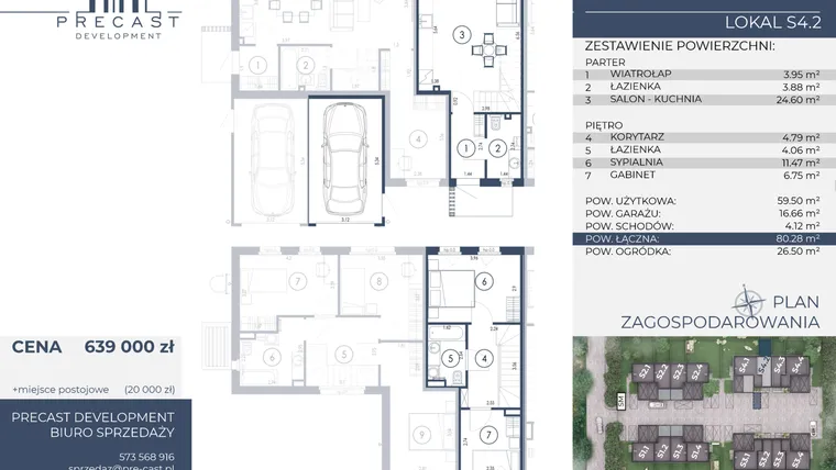 Rzut - Dom na sprzedaż 4 pokoje o powierzchni 80,28 m² - numer S4.2 w Osiedle Sosnowe Łazy