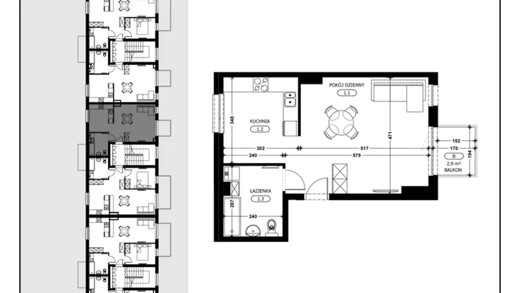 Rzut - Mieszkanie na sprzedaż 1 pokój o powierzchni 41,09 m² - numer B3-M9 w Śląska Park