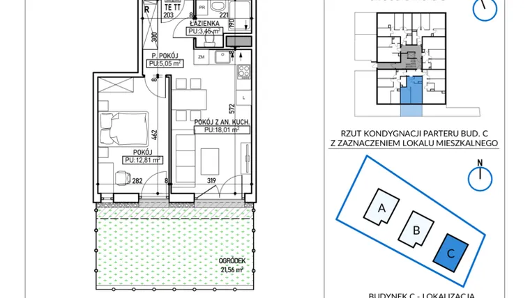 Rzut - Mieszkanie na sprzedaż 2 pokoje o powierzchni 39,32 m² - numer 5-6 w Jodłowicka 5