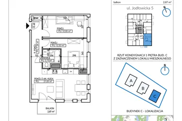Rzut - Mieszkanie na sprzedaż 3 pokoje o powierzchni 58,18 m² - numer 5-12 w Jodłowicka 5