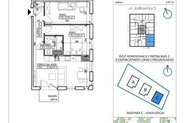 Rzut - Mieszkanie na sprzedaż 3 pokoje o powierzchni 58,18 m² - numer 5-19 w Jodłowicka 5