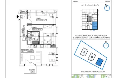 Rzut - Mieszkanie na sprzedaż 3 pokoje o powierzchni 58,18 m² - numer 5-26 w Jodłowicka 5