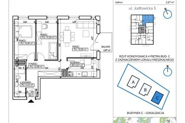 Rzut - Mieszkanie na sprzedaż 3 pokoje o powierzchni 63,18 m² - numer 5-31 w Jodłowicka 5