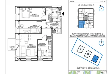 Rzut - Mieszkanie na sprzedaż 3 pokoje o powierzchni 65,81 m² - numer 5-35 w Jodłowicka 5