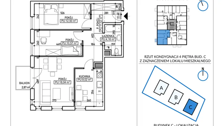 Rzut - Mieszkanie na sprzedaż 3 pokoje o powierzchni 65,81 m² - numer 5-35 w Jodłowicka 5