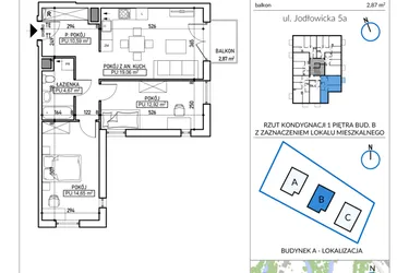 Rzut - Mieszkanie na sprzedaż 3 pokoje o powierzchni 61,89 m² - numer 5A-8 w Jodłowicka 5