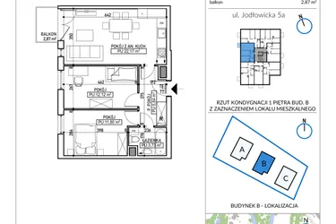 Rzut - Mieszkanie na sprzedaż 3 pokoje o powierzchni 55,66 m² - numer 5A-11 w Jodłowicka 5