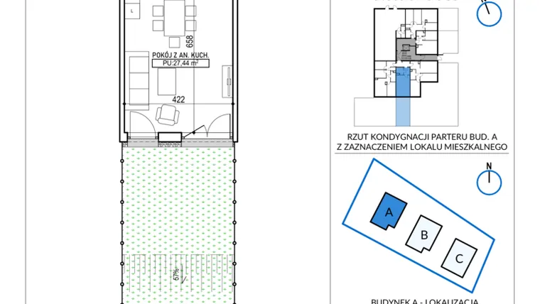 Rzut - Mieszkanie na sprzedaż 1 pokój o powierzchni 36 m² - numer 5B-2 w Jodłowicka 5