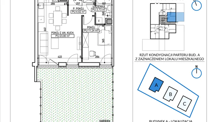 Rzut - Mieszkanie na sprzedaż 2 pokoje o powierzchni 43,39 m² - numer 5B-5 w Jodłowicka 5