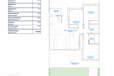 Rzut - Mieszkanie na sprzedaż 3 pokoje o powierzchni 176,26 m² - numer 0-2.7 w Mieszkania w Pilar de la Horadada - 73811377