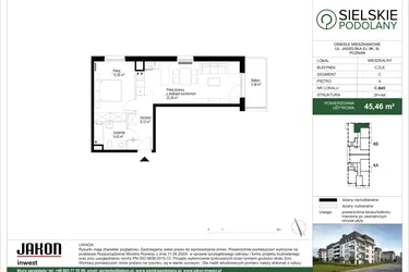Rzut - Mieszkanie na sprzedaż 2 pokoje o powierzchni 45,35 m² - numer C.B45 w Sielskie Podolany II