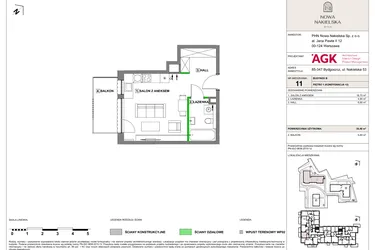Rzut - Mieszkanie na sprzedaż 1 pokój o powierzchni 30,4 m² - numer NN-B-LM-11 w Nowa Nakielska by PHN