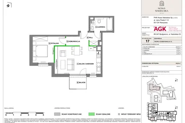 Rzut - Mieszkanie na sprzedaż 2 pokoje o powierzchni 46,6 m² - numer NN-B-LM-17 w Nowa Nakielska by PHN