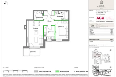 Rzut - Mieszkanie na sprzedaż 2 pokoje o powierzchni 53,4 m² - numer NN-B-LM-23 w Nowa Nakielska by PHN