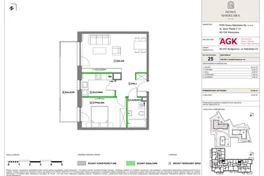Rzut - Mieszkanie na sprzedaż 2 pokoje o powierzchni 51,3 m² - numer NN-B-LM-25 w Nowa Nakielska by PHN