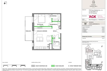 Rzut - Mieszkanie na sprzedaż 2 pokoje o powierzchni 47,3 m² - numer NN-B-LM-32 w Nowa Nakielska by PHN