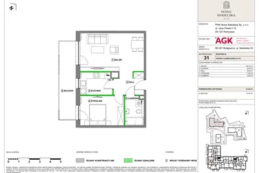 Rzut - Mieszkanie na sprzedaż 2 pokoje o powierzchni 51,3 m² - numer NN-B-LM-31 w Nowa Nakielska by PHN