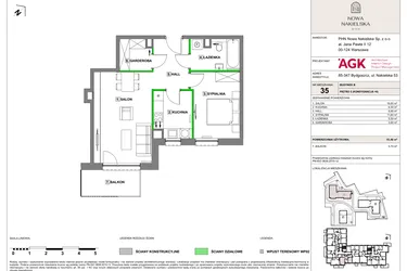 Rzut - Mieszkanie na sprzedaż 2 pokoje o powierzchni 53,4 m² - numer NN-B-LM-35 w Nowa Nakielska by PHN