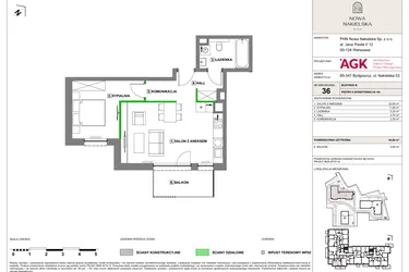 Rzut - Mieszkanie na sprzedaż 2 pokoje o powierzchni 46,6 m² - numer NN-B-LM-36 w Nowa Nakielska by PHN