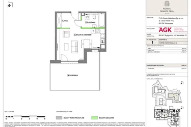 Rzut - Mieszkanie na sprzedaż 1 pokój o powierzchni 32,8 m² - numer NN-C-LM-01 w Nowa Nakielska by PHN